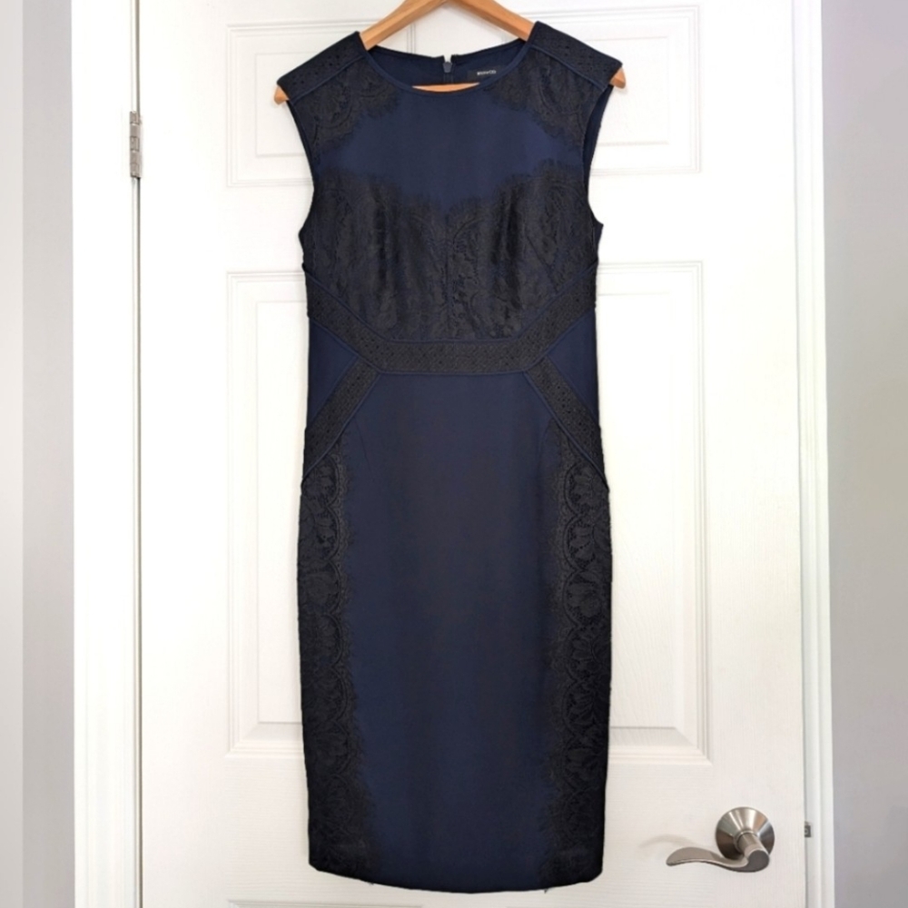 RW&CO lace panel dress navy black size 00
